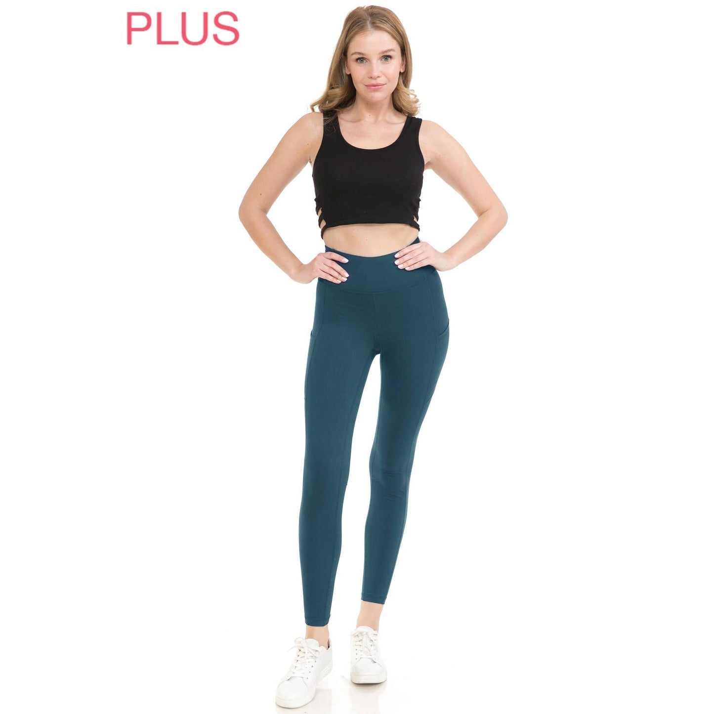 Plus Size Premium High Waist Solid Activewear Leggings: Chambray / 2XL