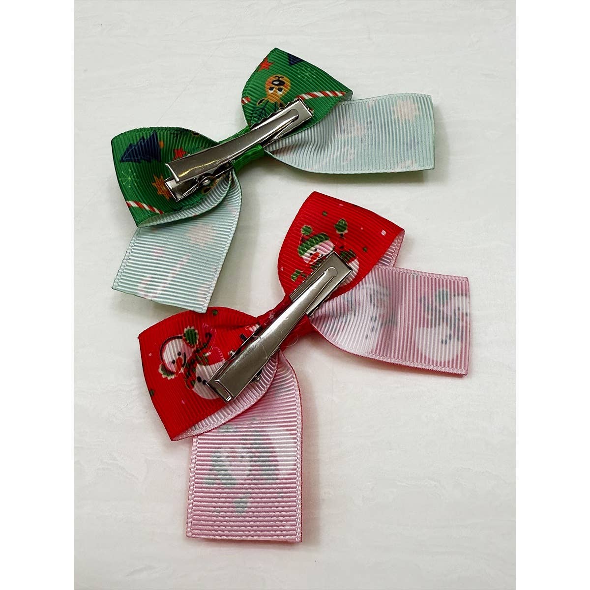 Christmas Theme Hair Bow Clip Set on a card: MIX COLOR / ONE(12)