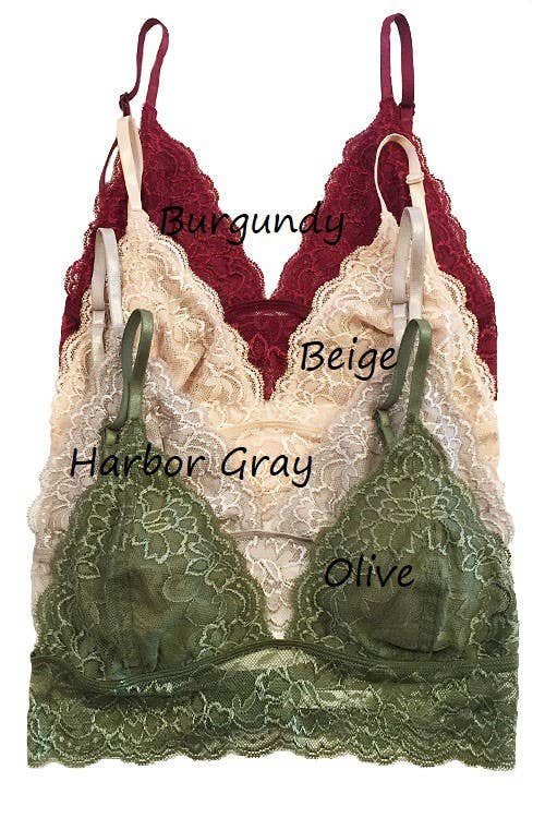 Triangle Lace Bralette: BEIGE / 3-3 (S/M-M/L)