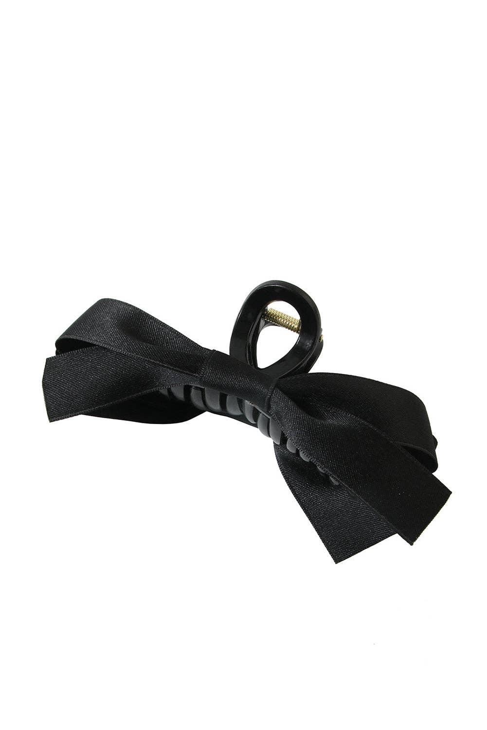 Black Bow Decor Large Hair Claw Clip: Light French Beige / Plastic / ONE SIZE