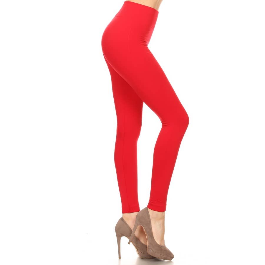 High Waist Fleece Lined Leggings with Elastic Band: Black / ONE