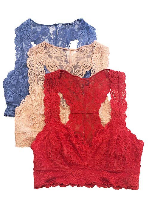 Lace Racerback Bralette: OFF WHITE