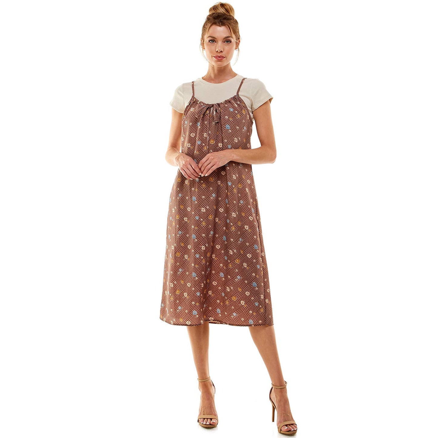 THE EFFORTLESS HARMONY TEE & DRESS FUSION 2PCS: MOCH/DEN/GLD / L