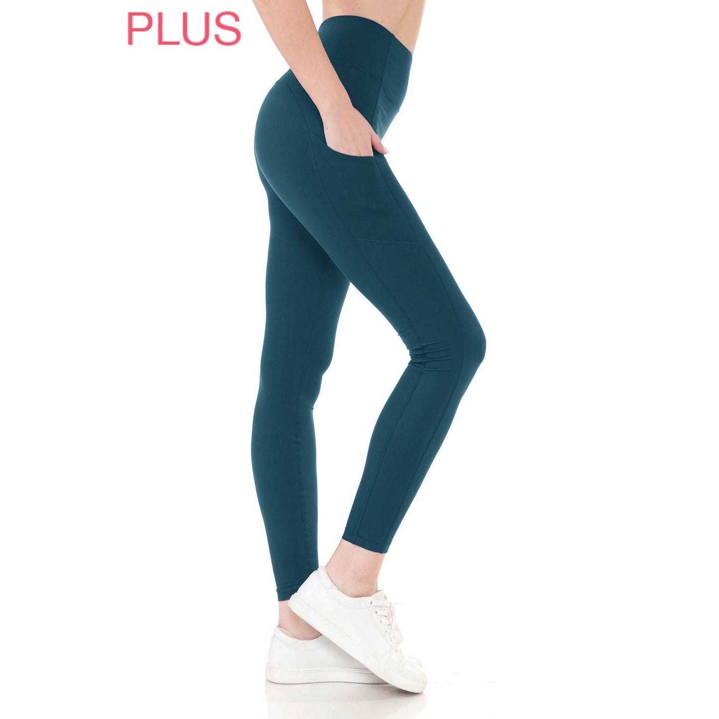 Plus Size Premium High Waist Solid Activewear Leggings: Chambray / 2XL