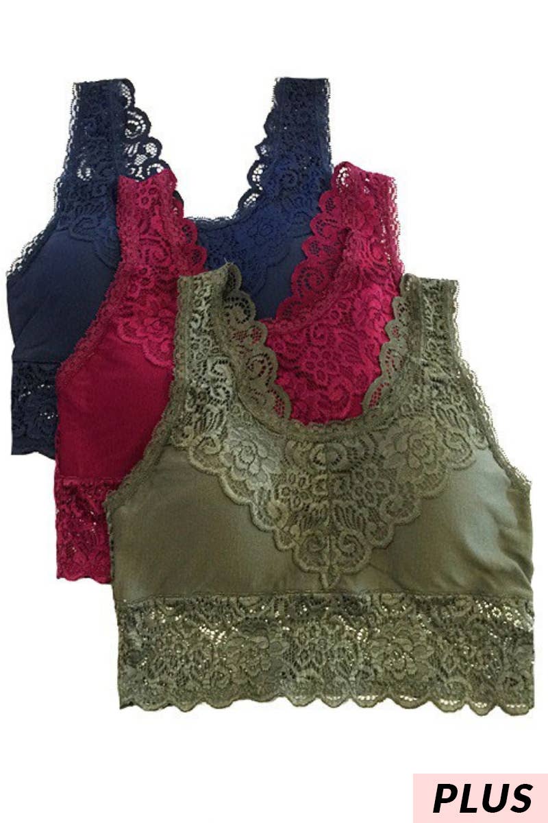 Plus Padded Lace Bralette: FIRST BLUSH / 3-3 (1XL-2XL)