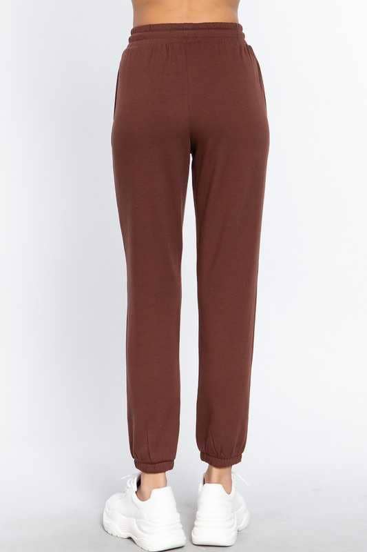 Plus Fleece Long Jogger Pants W/Drawstring: PAINT BLUE