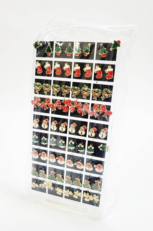 36 Pair Christmas Stud Earrings with Display Case