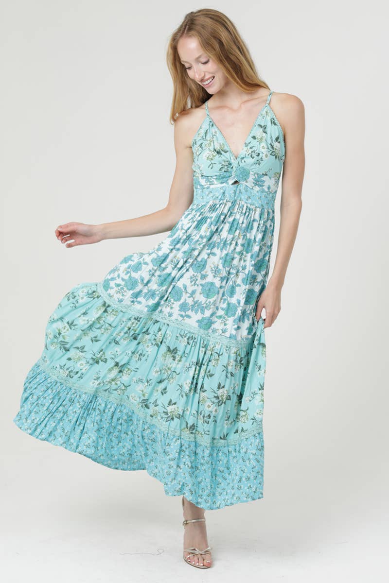 F4F48-WA78-WA79-WA80 MIXED PRINT V NECK TWIST FRONT CUT OUT : M
