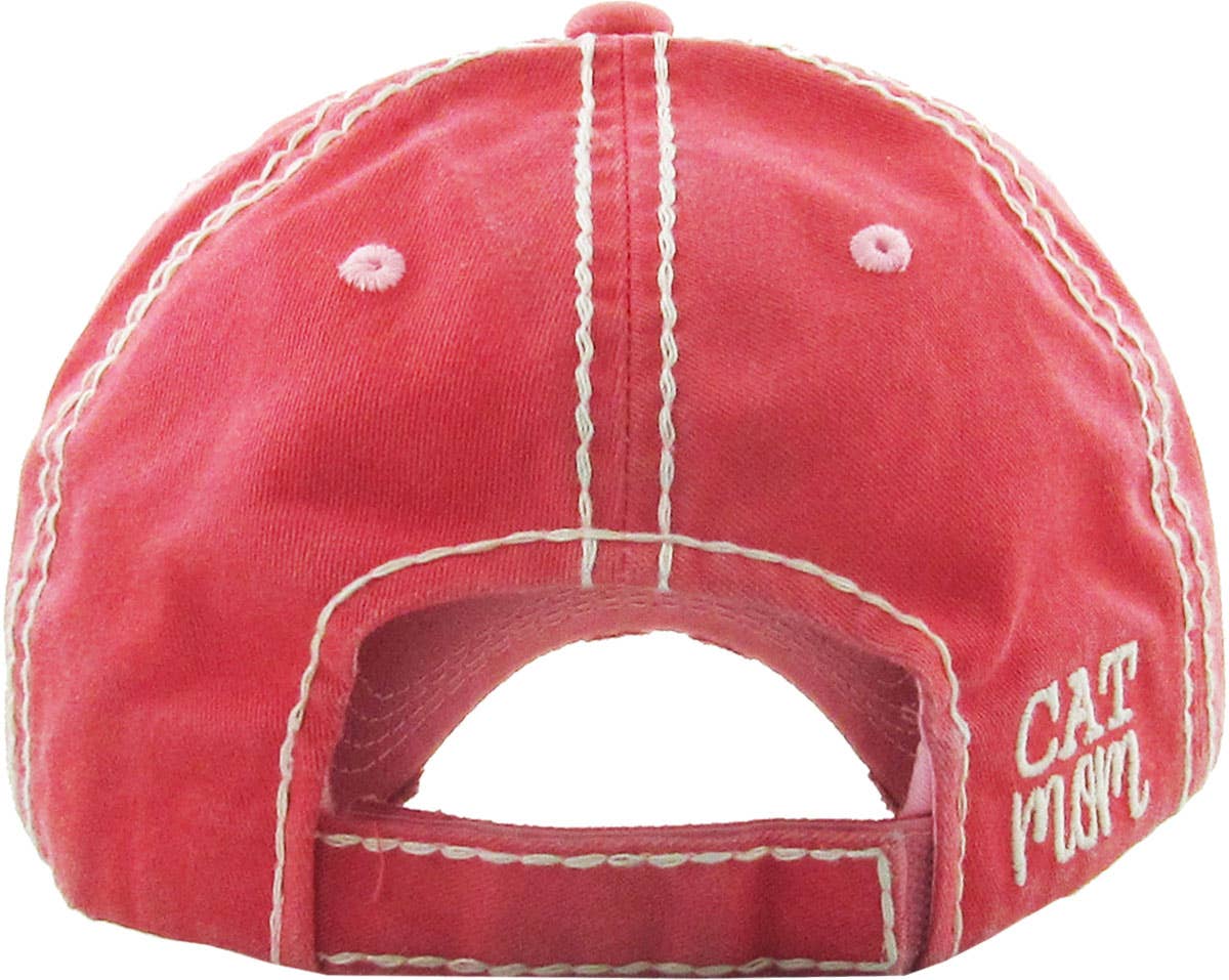 CAT MOM Washed Vintage Ball Cap: HPK