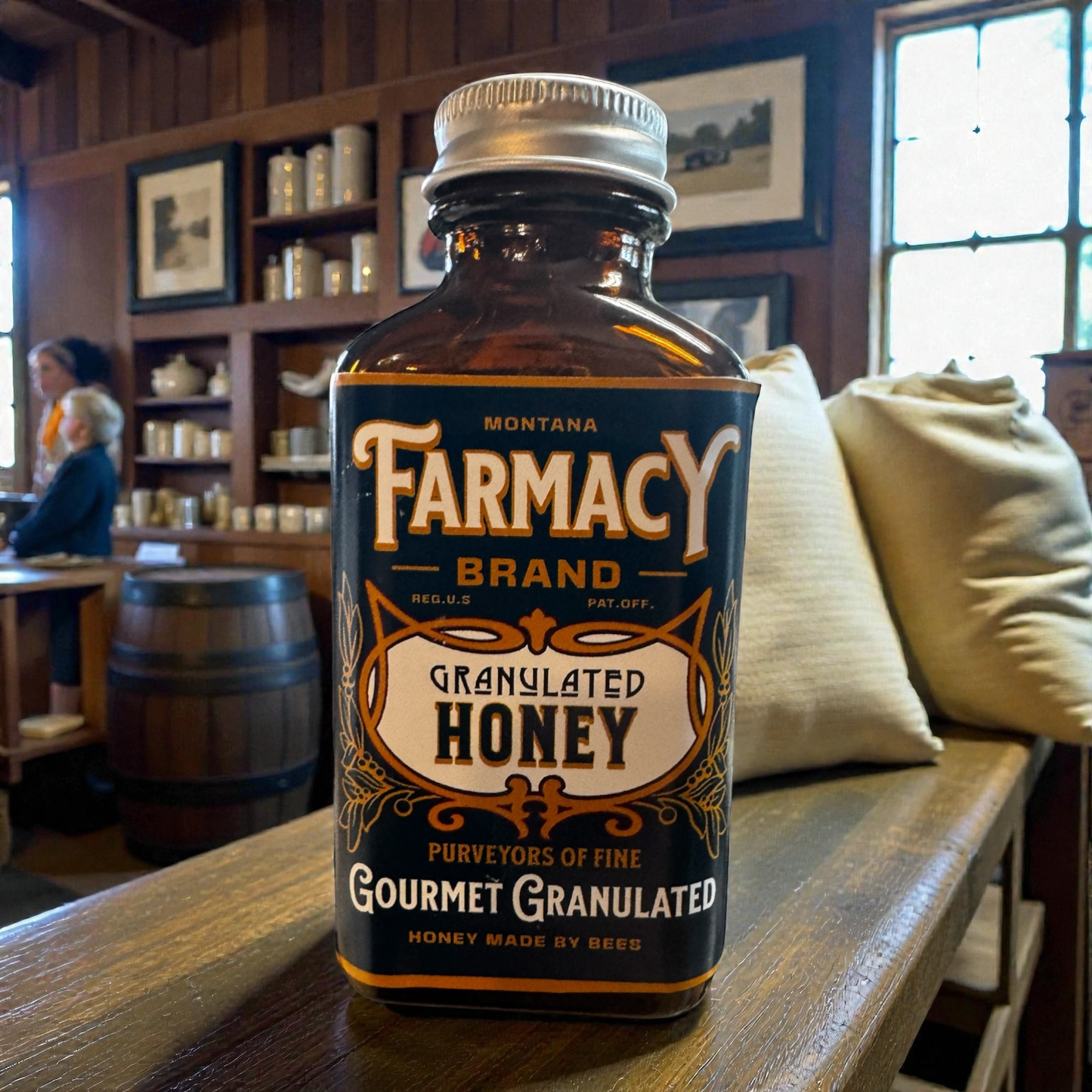 Vintage Small Apothecary jar of Granulated Honey For tea etc