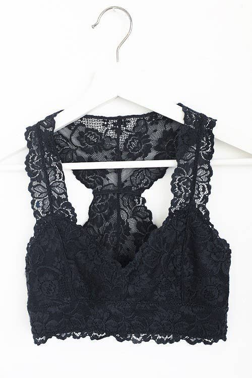 Lace Racerback Bralette: OFF WHITE