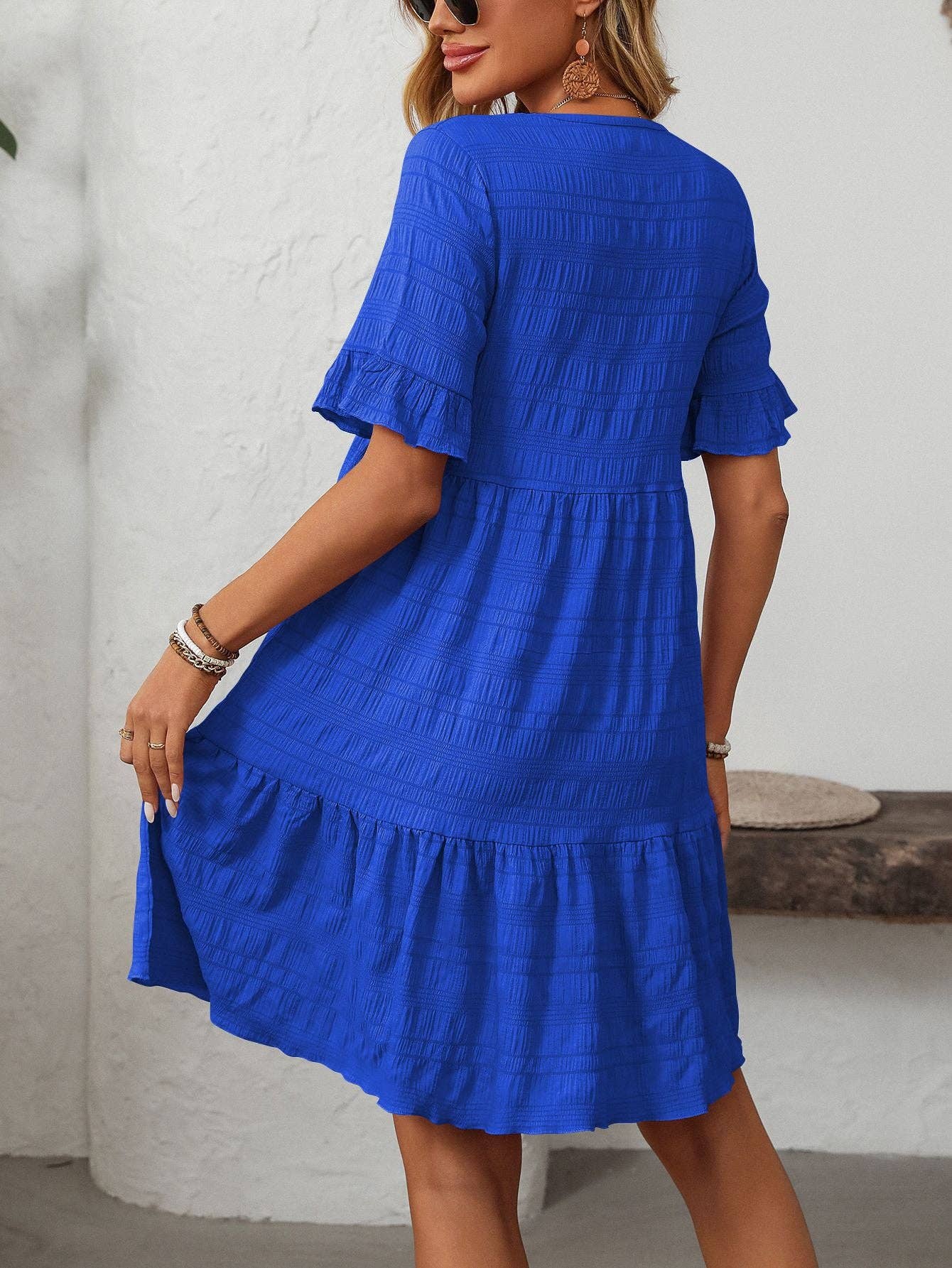 Loose Casual Short-Sleeve Elegant Dress: Pink / XL