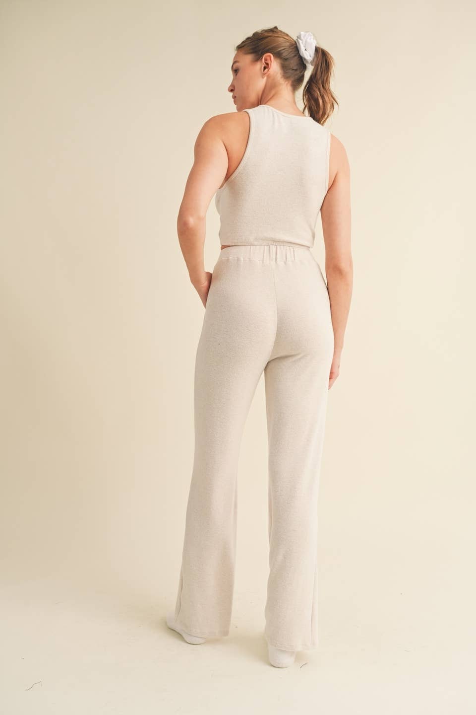 Soft Brushed Hacci Lounge Tank and Pants Set: Mint / S
