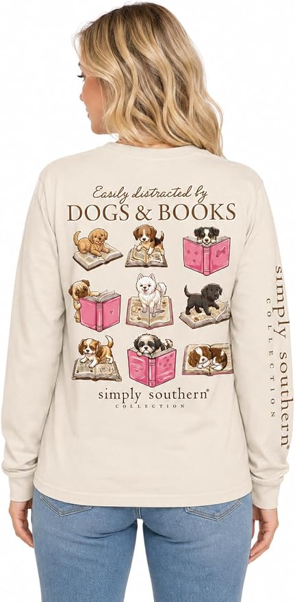 simply southern long sleeve dogs and books