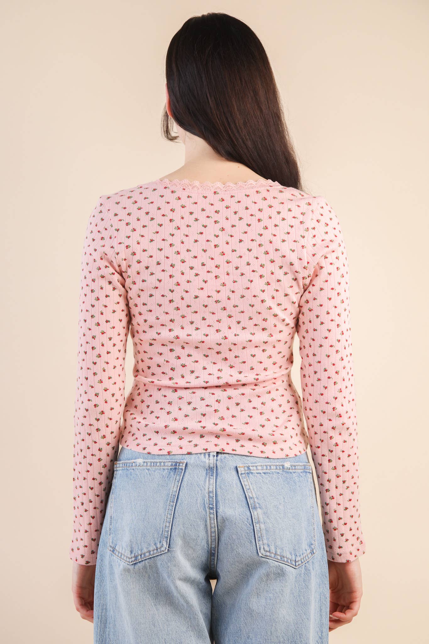 NT12410-Printed Fitted Casual Knit Top: CREAM TEDDY BEAR / S-M-L/2-2-2