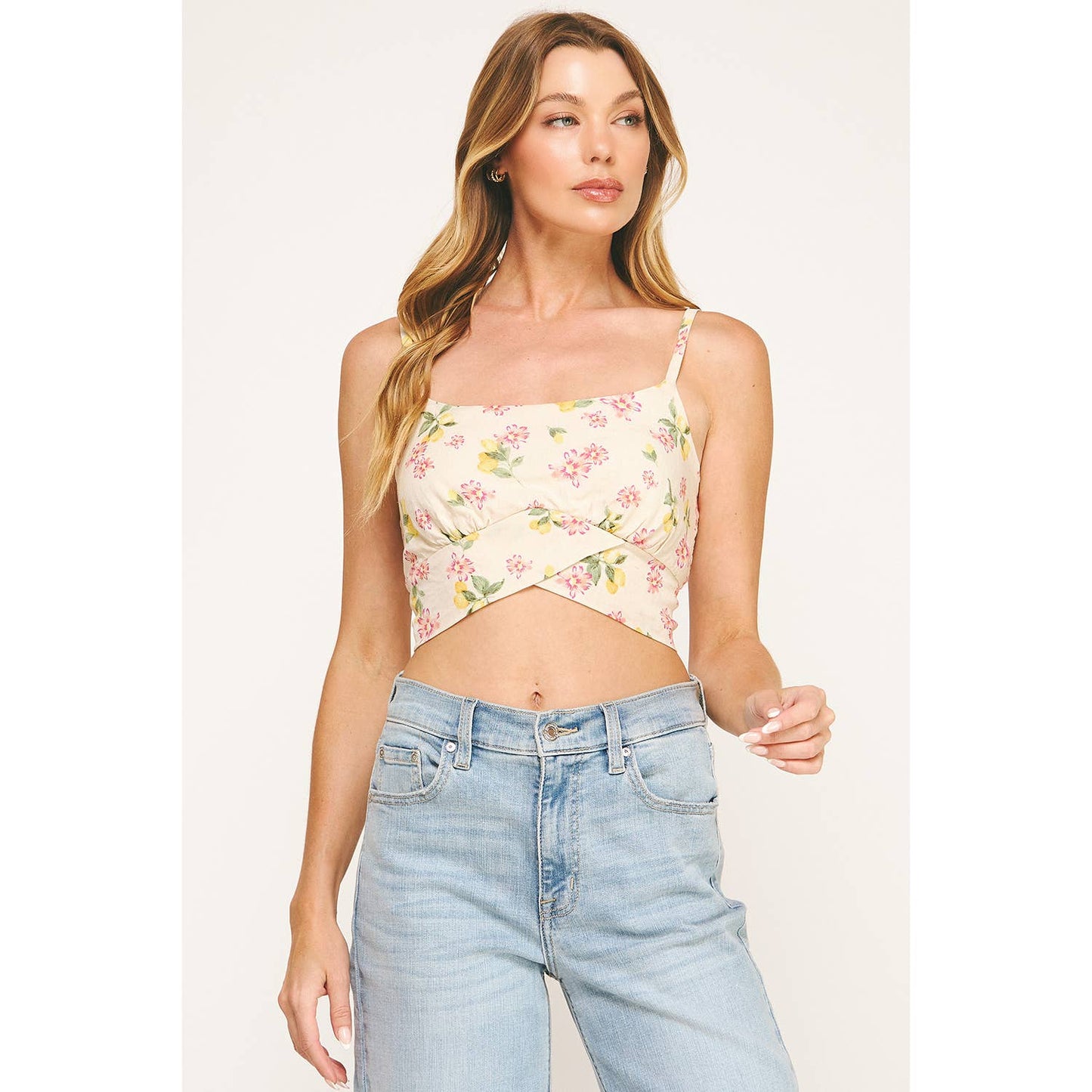BLOOMING PINK TIE BACK CROPPED TOP: CRPKY / XL