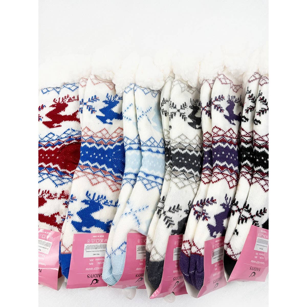 Reindeer Anti Skid Knit Winter Socks: MIX COLOR / ONE(12)