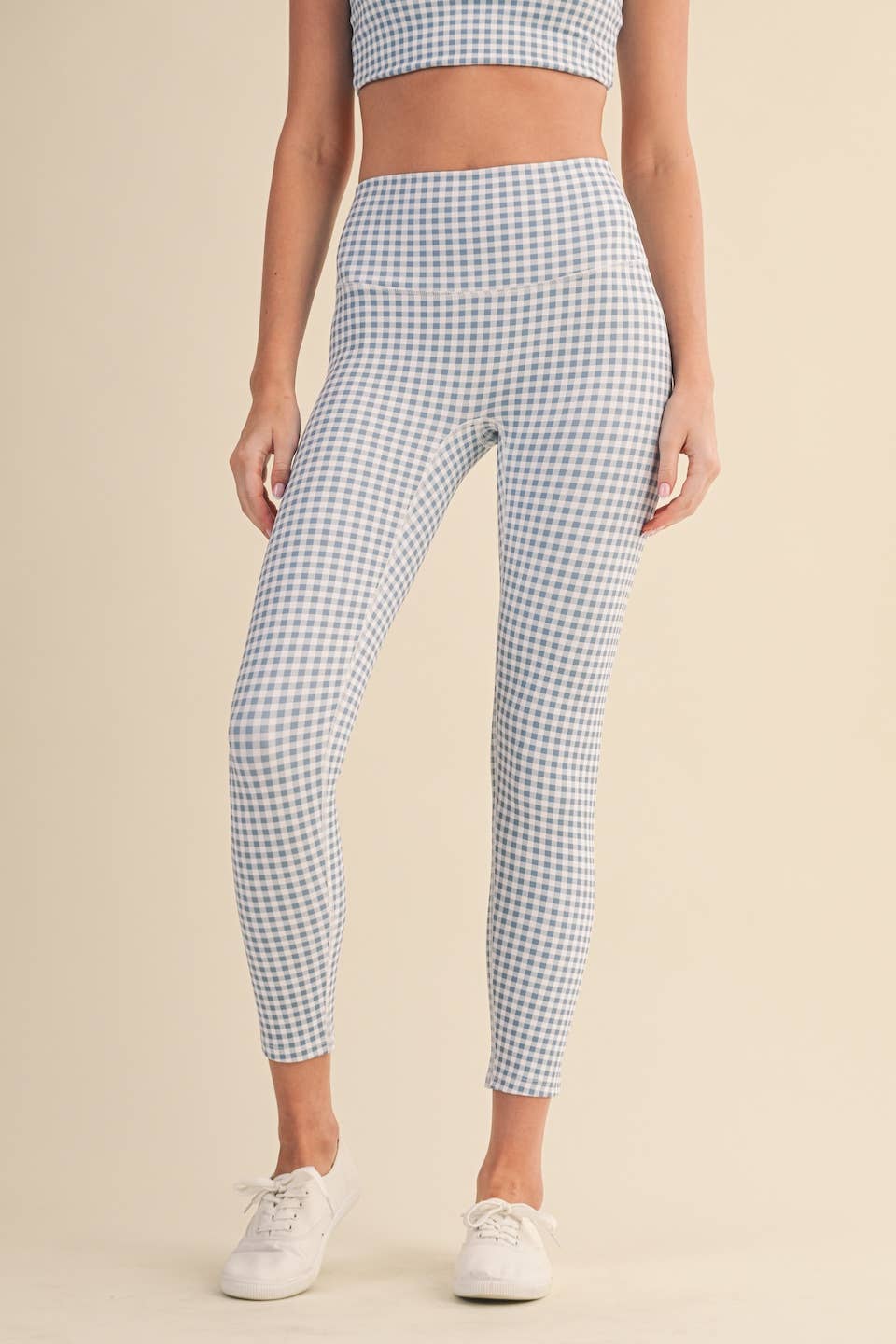 Gingham Print Aligned Performance High-Rise Leggings: Pink Gingham / L