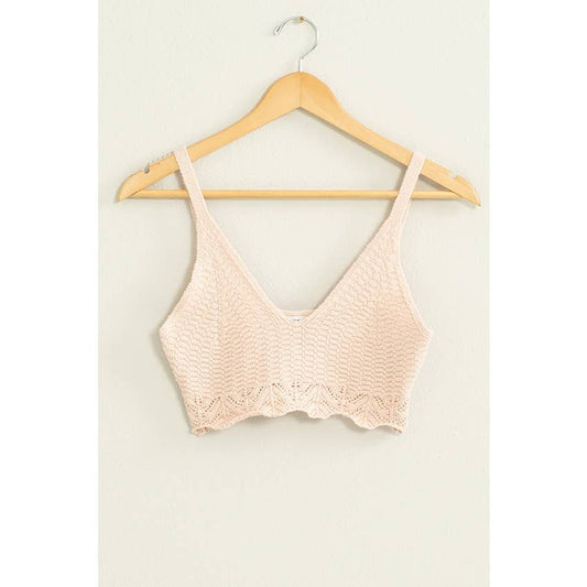 Crochet Knit Bralette: PASTEL PINK\