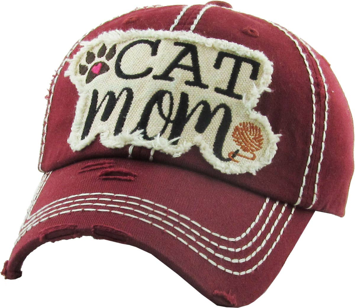 CAT MOM Washed Vintage Ball Cap: TUQ