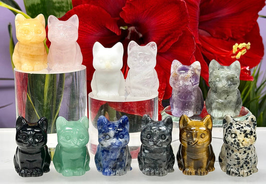 1.5” Natural Crystal Cat Healing Energy