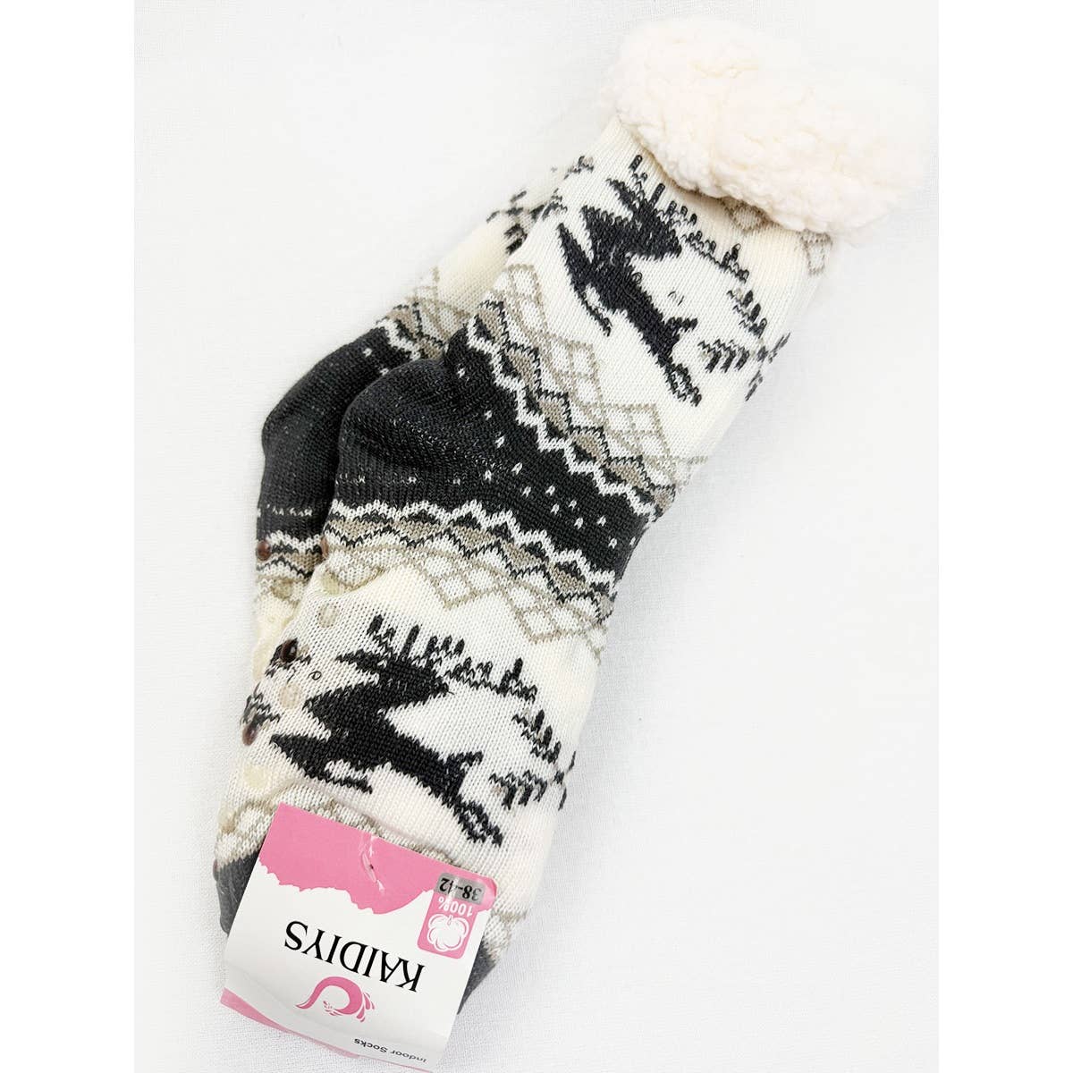Reindeer Anti Skid Knit Winter Socks: MIX COLOR / ONE(12)