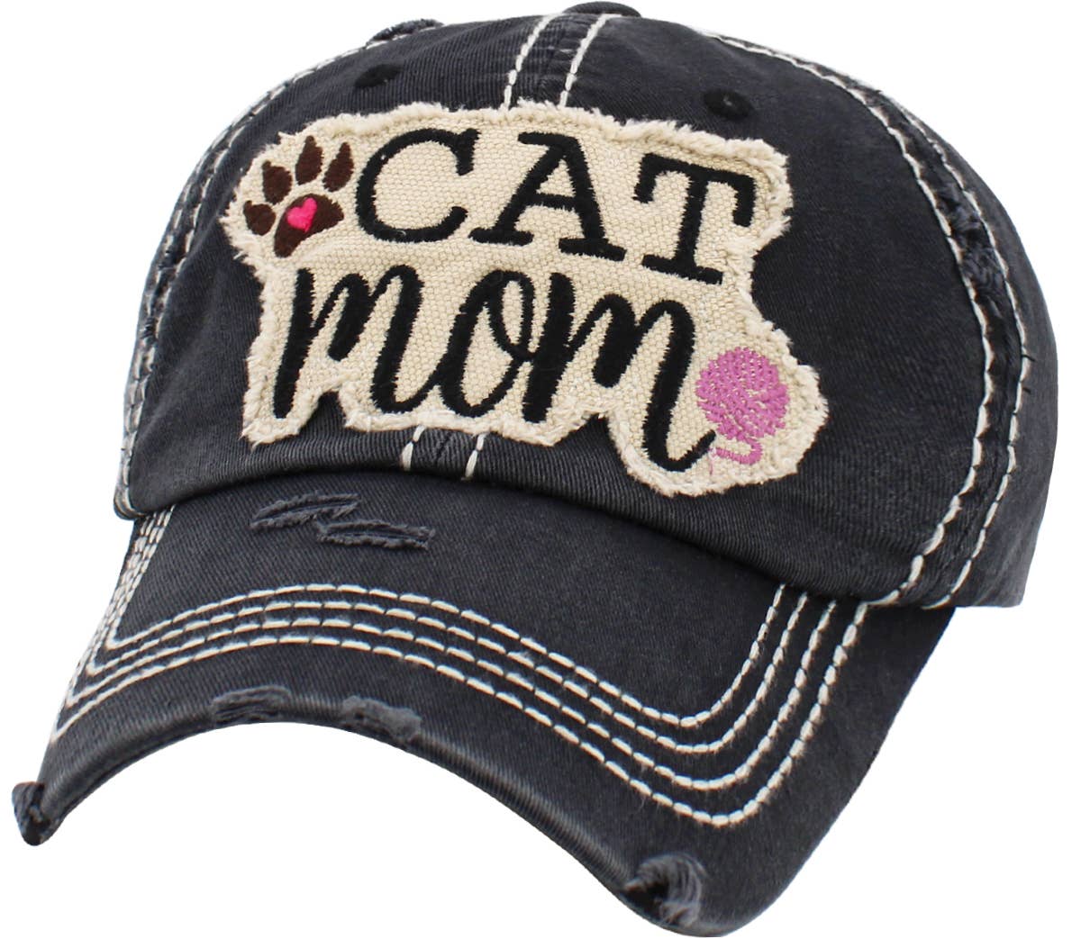 CAT MOM Washed Vintage Ball Cap: TUQ