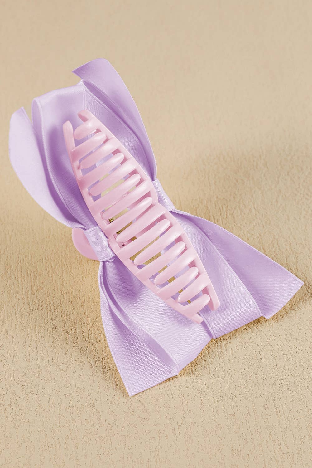 Black Bow Decor Large Hair Claw Clip: Light French Beige / Plastic / ONE SIZE