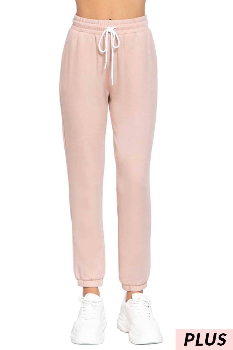 Plus Fleece Long Jogger Pants W/Drawstring: PAINT BLUE