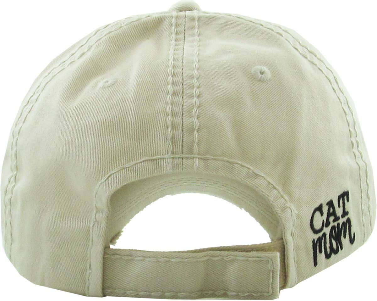 CAT MOM Washed Vintage Ball Cap: TUQ