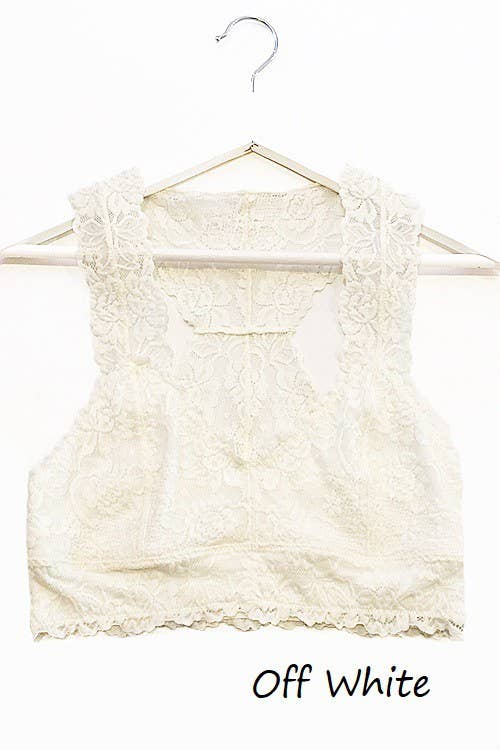 Lace Racerback Bralette: OFF WHITE