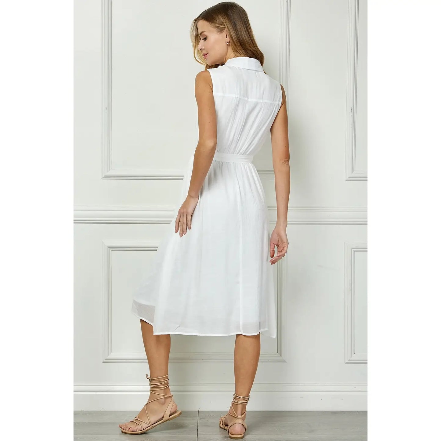 TAILORED GAUZE SHIRT DRESS  : DKBLU / XL