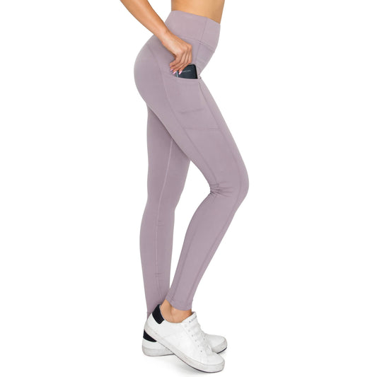 High Waist Activewear Leggings - Side Pockets: Violet Verbena / S