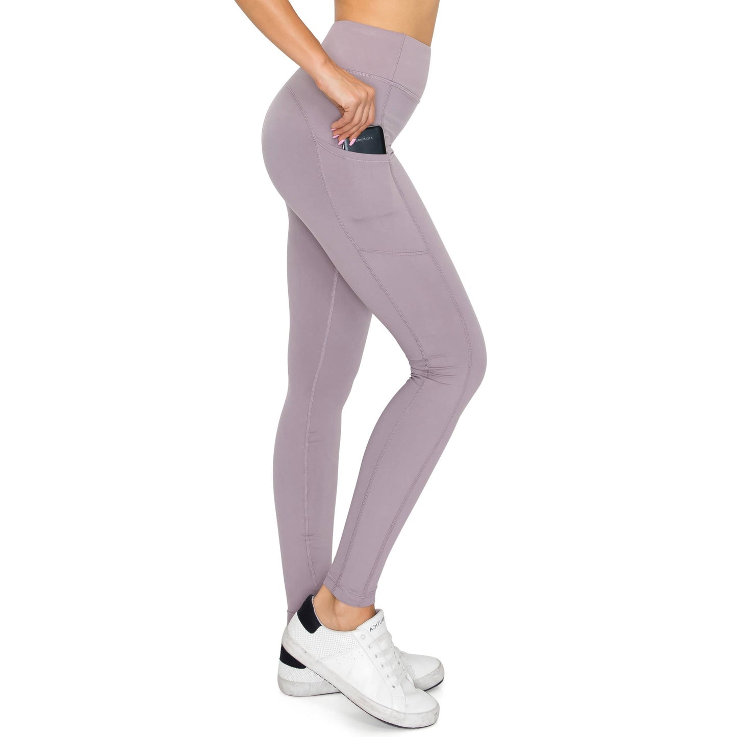 High Waist Activewear Leggings - Side Pockets: Lunar Rock / M