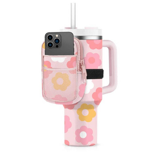 Groovy Flowers Groovy Flowers Tumbler Cup with HandleTumbler ZIPPER POUCH: Light Pink