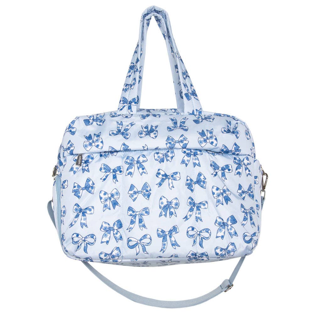 Light Blue Toile Coquette Bows Easter Weekender: Light Blue