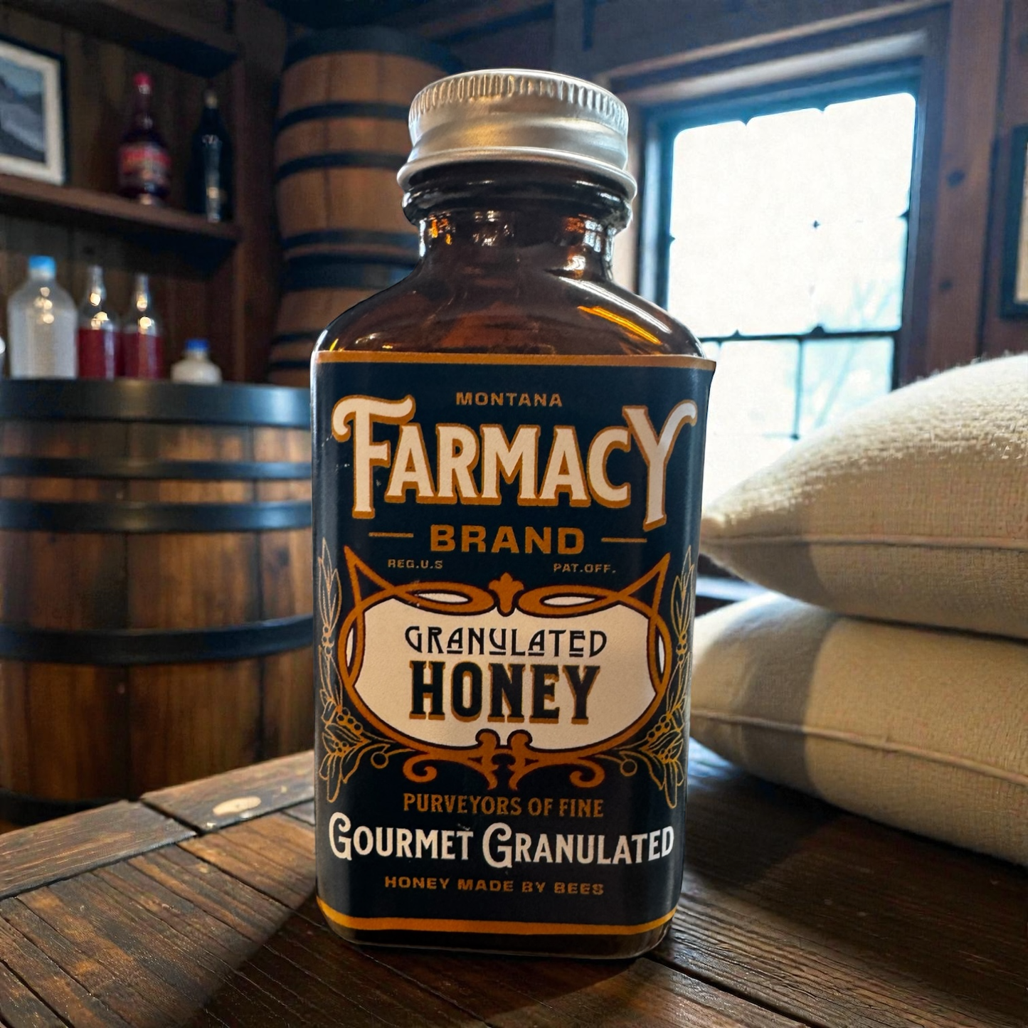 Vintage Small Apothecary jar of Granulated Honey For tea etc