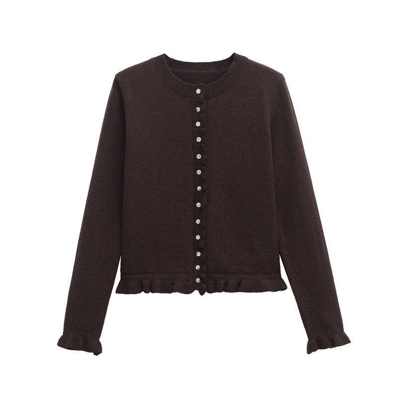 S Women's Button Front Knit Cardigan Classic Layering Sweater: White / S