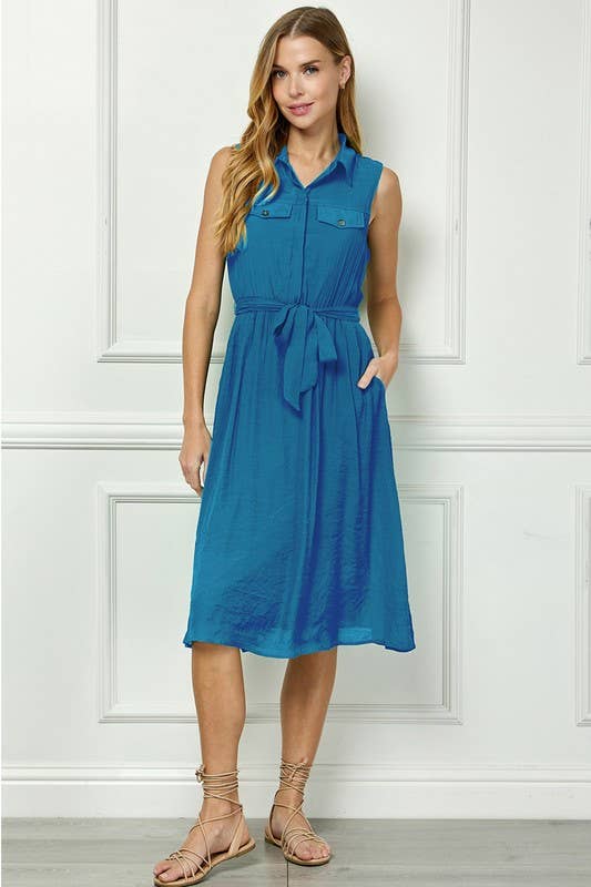 TAILORED GAUZE SHIRT DRESS  : DKBLU / S