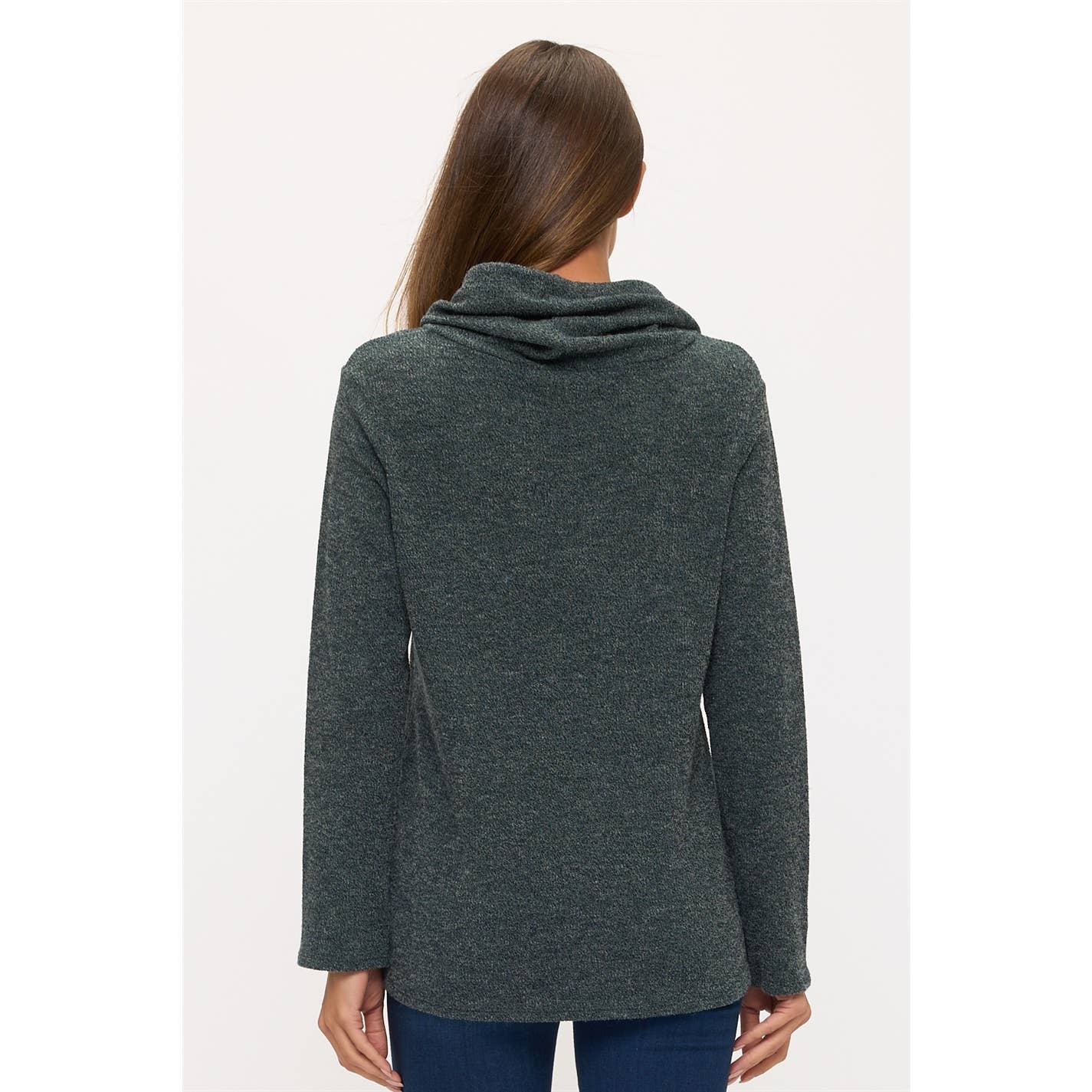 COWL COLLAR DRAWCORD HOODIE: NAVY / S-M-L-XL(1-1-2-2)