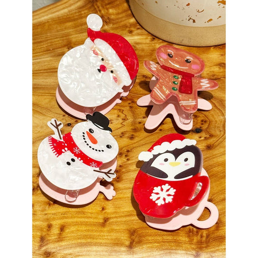 Premium Quality Christmas Theme Hair Claw Clip: MIX COLOR / ONE(12)
