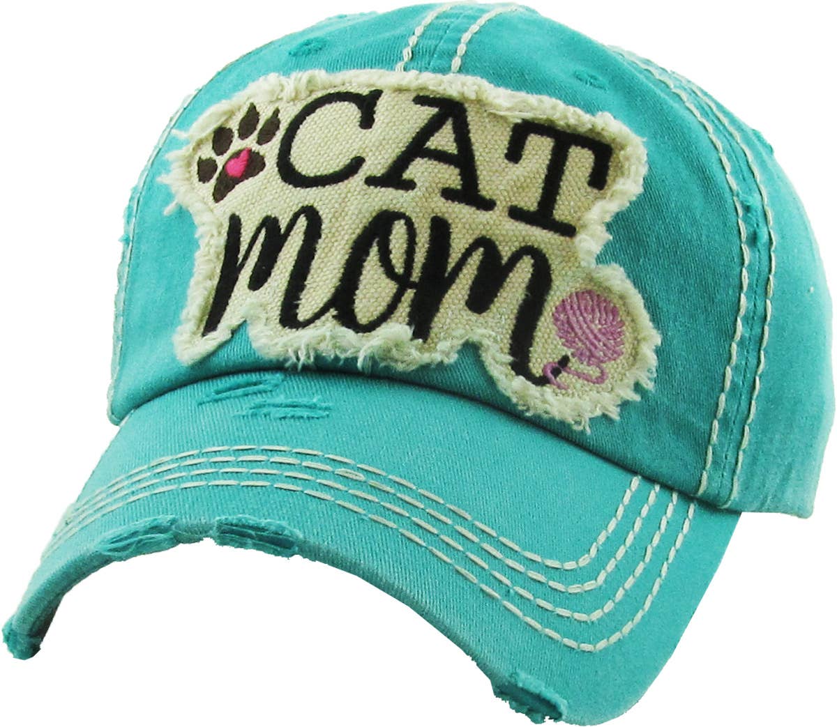 CAT MOM Washed Vintage Ball Cap: HPK