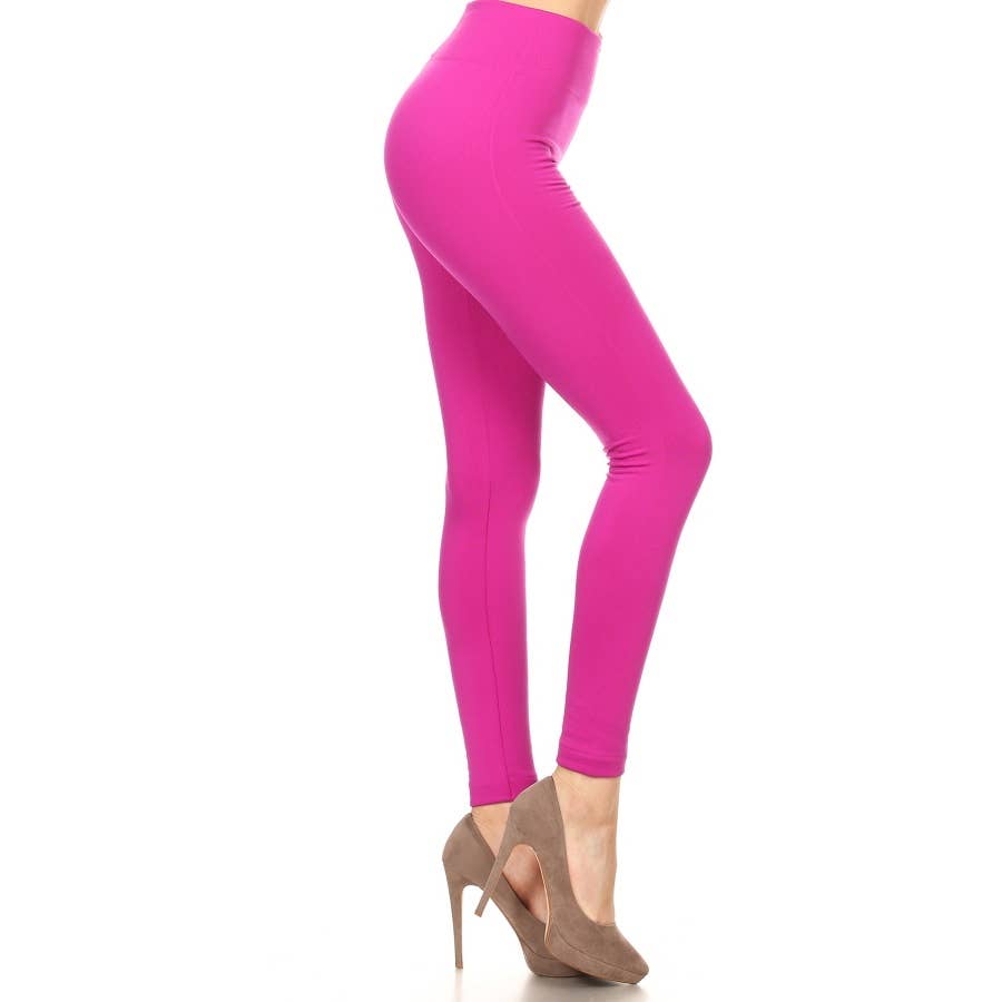 High Waist Fleece Lined Leggings with Elastic Band: Black / ONE