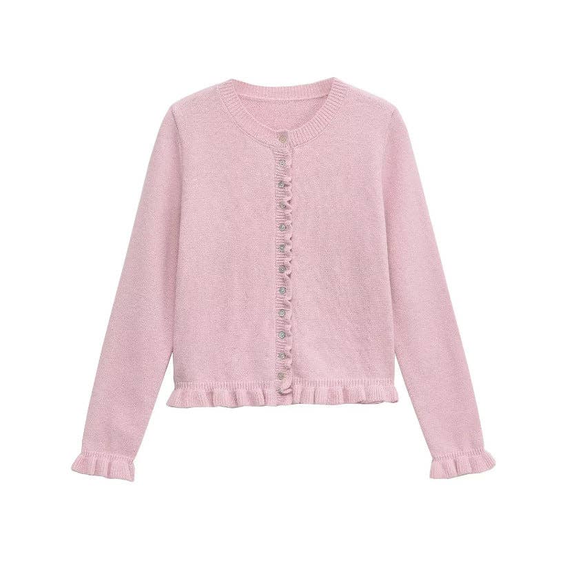 S Women's Button Front Knit Cardigan Classic Layering Sweater: White / S