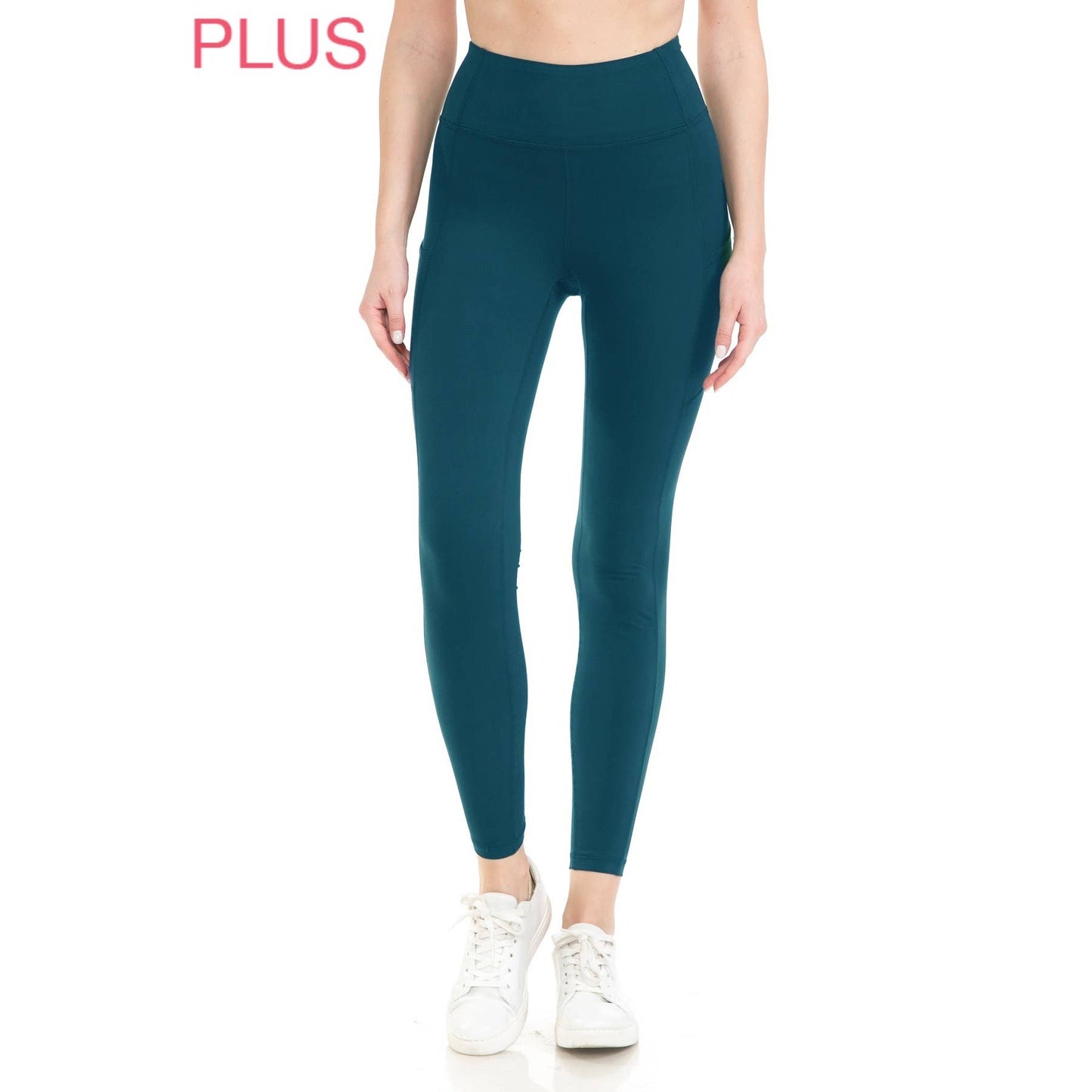 Plus Size Premium High Waist Solid Activewear Leggings: Chambray / 2XL