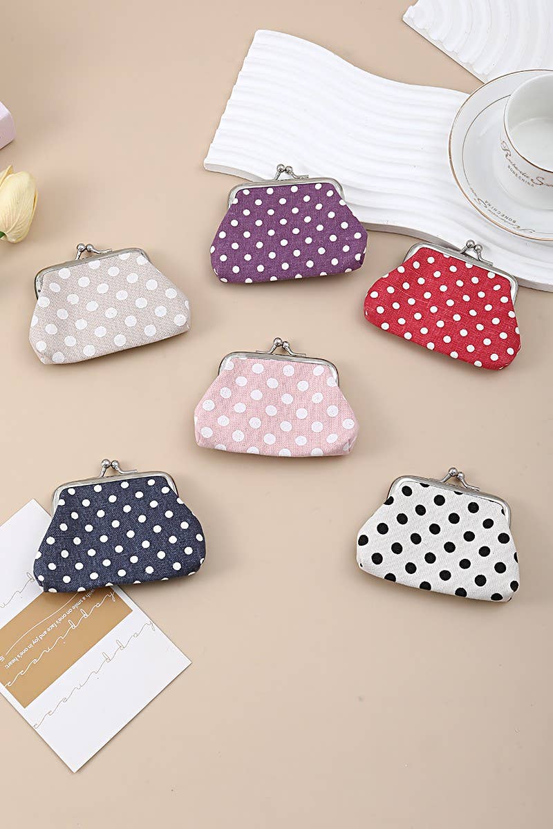 Polka Dot Kiss Lock Coin Purse Pack Of 6: ASSORTED / 6(ONE SIZE)