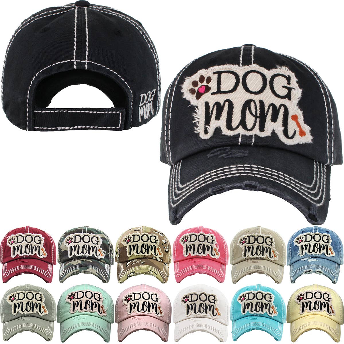 DOG MOM WASHED VINTAGE BALLCAP: ROSE