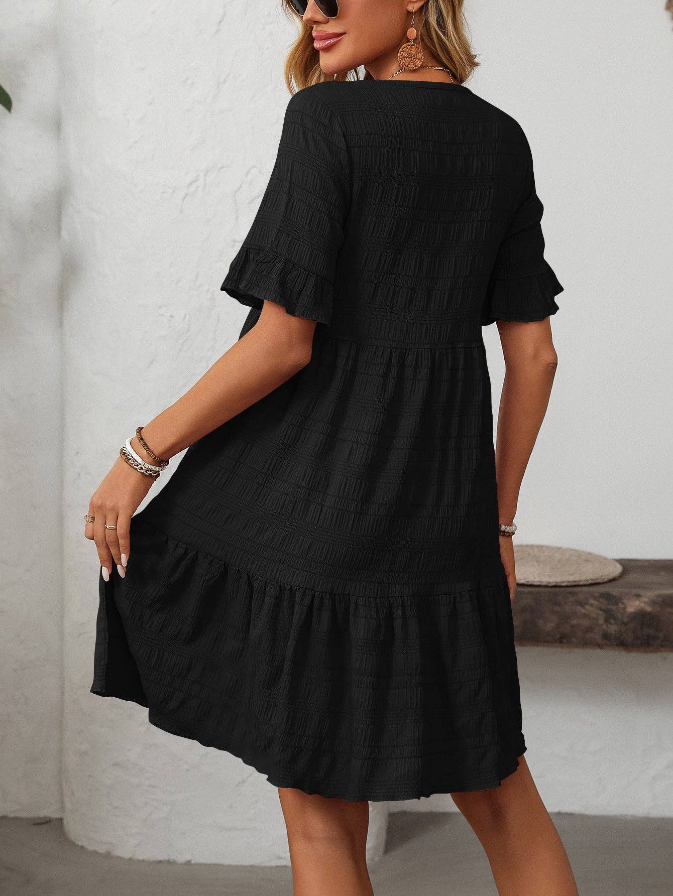 Loose Casual Short-Sleeve Elegant Dress: Pink / XL
