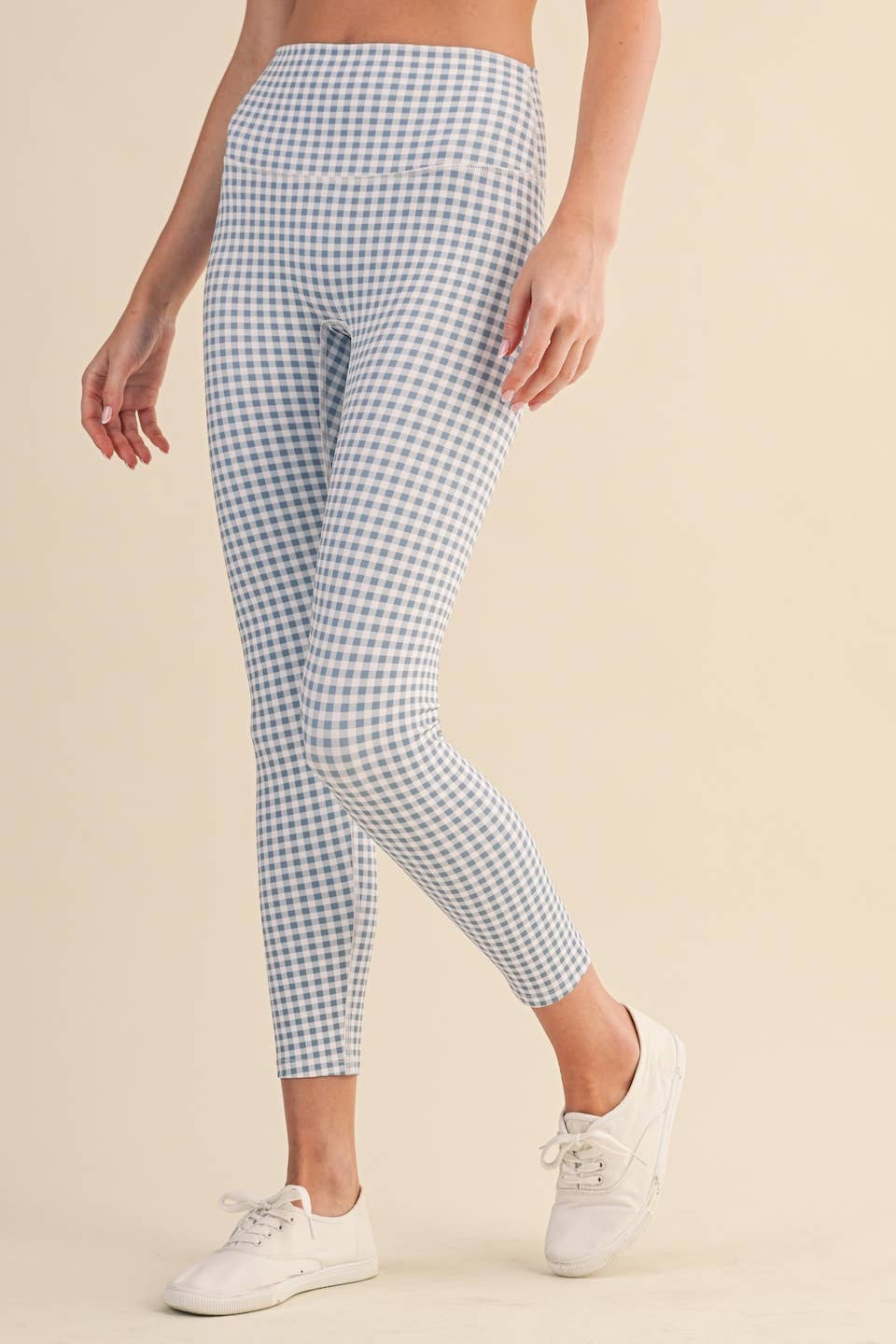 Gingham Print Aligned Performance High-Rise Leggings: Pink Gingham / L