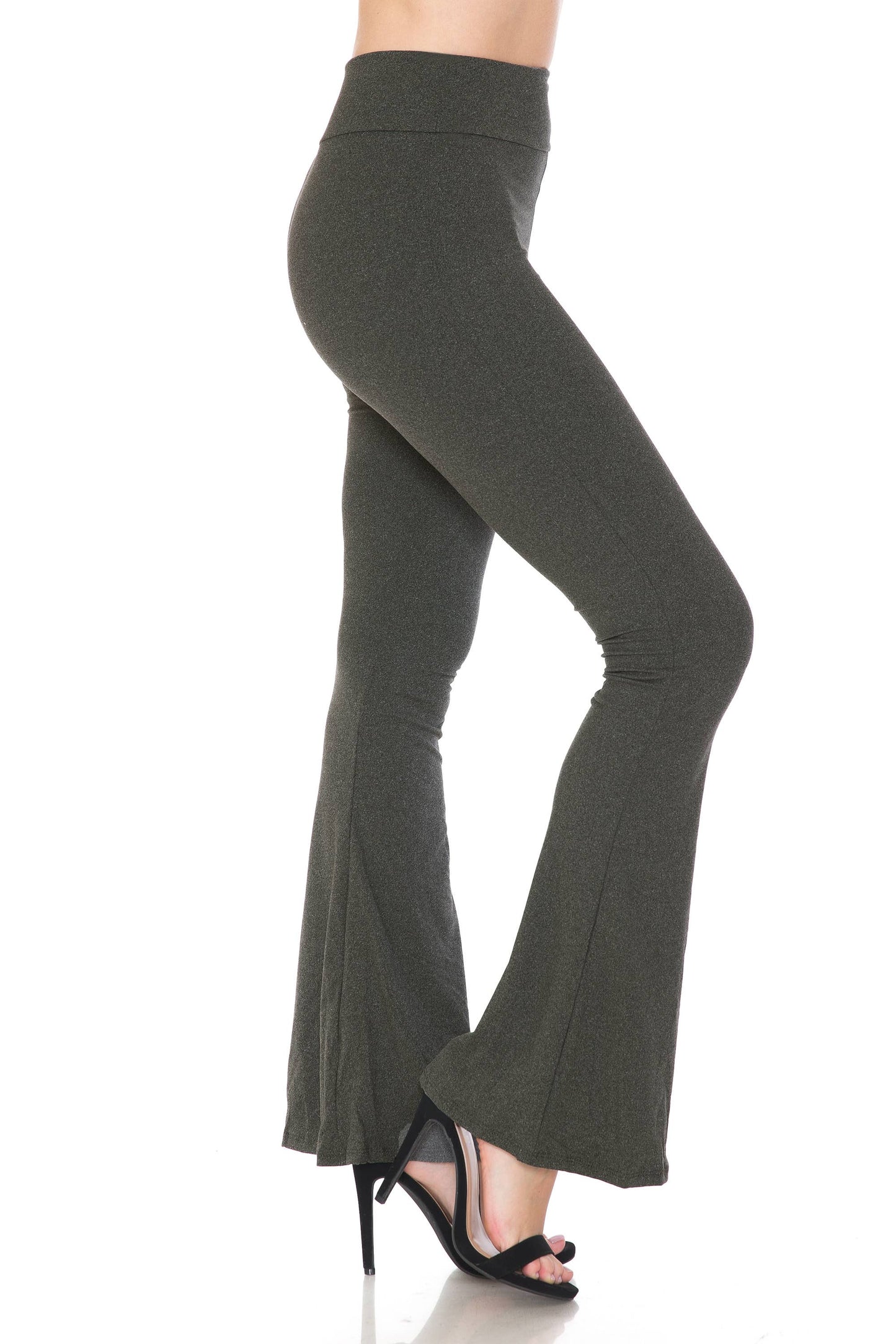 Buttery Soft High Waist Solid Palazzo Pants: Heather Charcoal / S